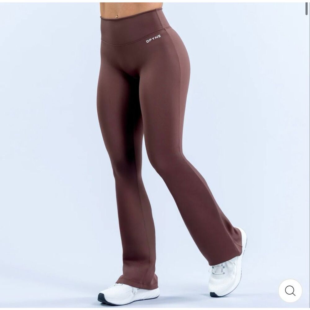 Dfyne Hannah Pearson Flares Leggings Pants Chestnut Brown Gym Size Small Workout